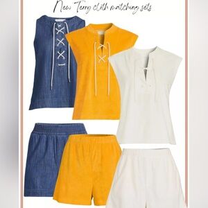 Free Assembly NWT❗️Orange Yellow Terry Lace-Up Top and Shorts Set
